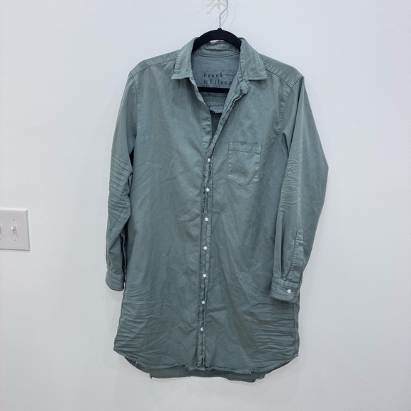 Frank & Eileen Mary Famous Denim Shirt Dress in Thyme M Distressed look - Picture 4 of 9